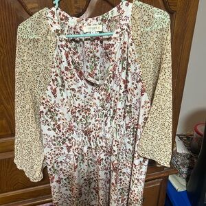 Umgee Floral Dress with 3/4 Sleeves